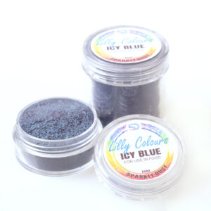 Three Billy Colors pigment jars in blue shades on a white background; one jar is open to show dark blue powder.
